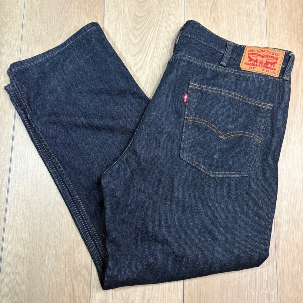 Levis 514 Straight Fit Jeans Mens 40x30 Dark Indigo Blue Denim 00514-4010